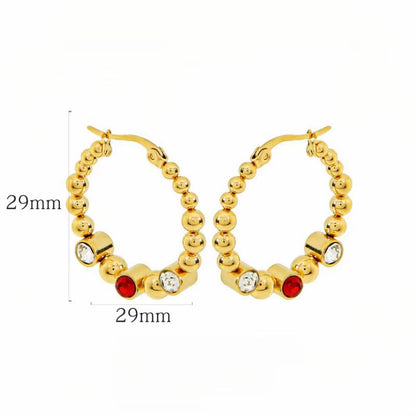 1 Pair Cute Sweet Color Block Plating Stainless Steel 18k Gold Plated Hoop Earrings