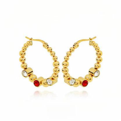 1 Pair Cute Sweet Color Block Plating Stainless Steel 18k Gold Plated Hoop Earrings