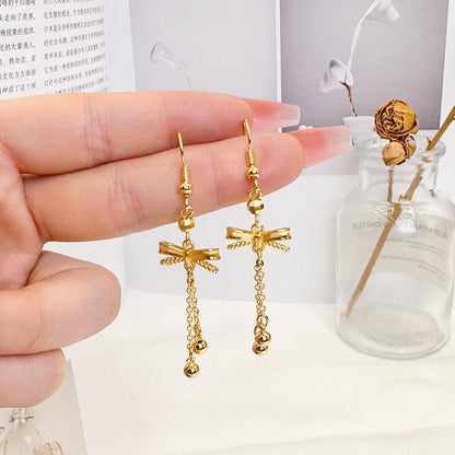 1 Pair Simple Style Flower Bow Knot Copper Plating Drop Earrings