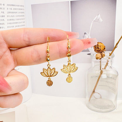 1 Pair Simple Style Flower Bow Knot Copper Plating Drop Earrings