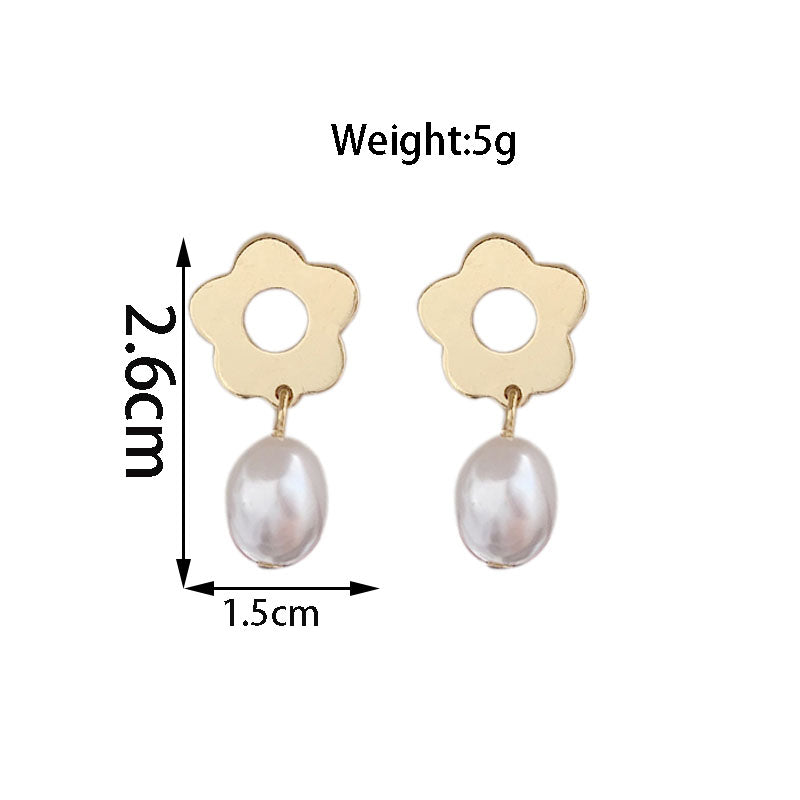 1 Pair Elegant Lady Flower Alloy Gold Plated Drop Earrings