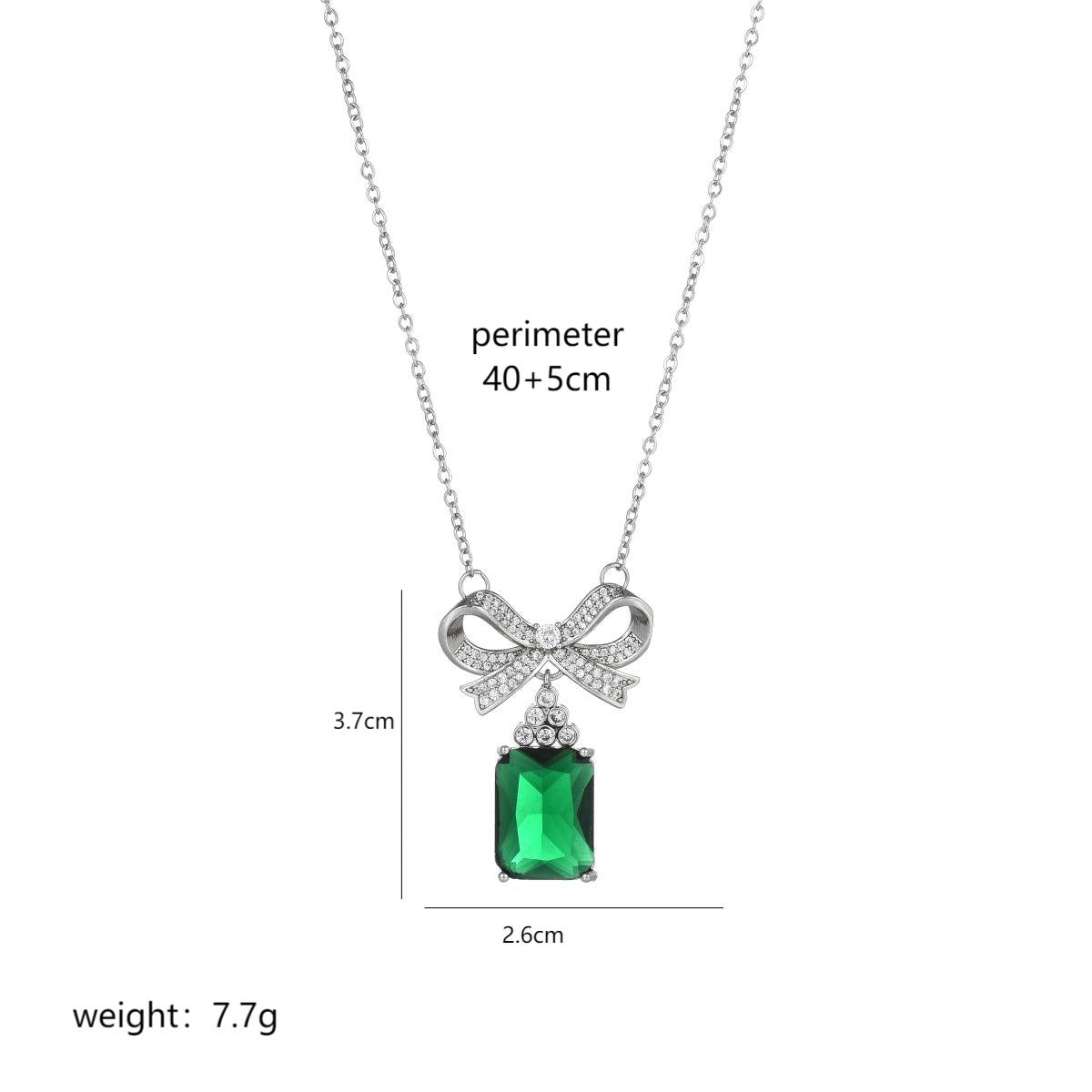 Elegant Luxurious Bow Knot Rectangle Stainless Steel Copper Zircon Earrings Necklace In Bulk