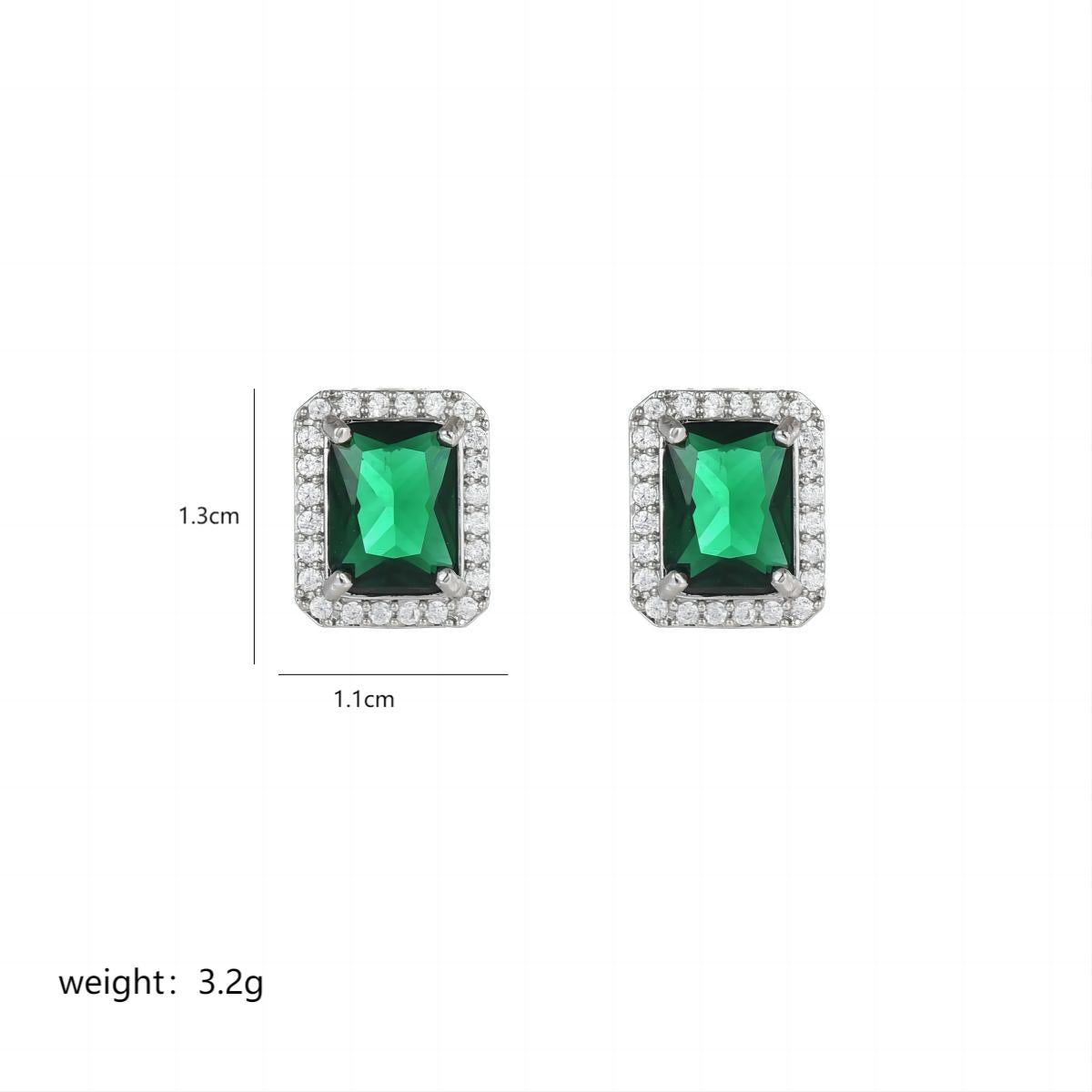 Elegant Luxurious Bow Knot Rectangle Stainless Steel Copper Zircon Earrings Necklace In Bulk