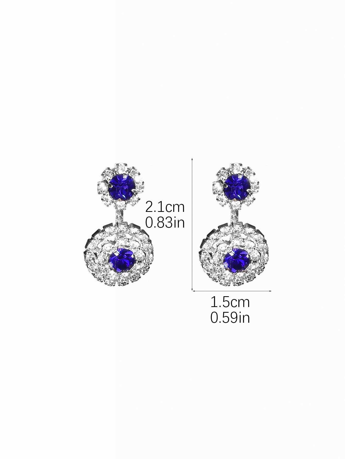 1 Pair Simple Style Shiny Round Copper Plating Inlay Rhinestones Silver Plated Drop Earrings