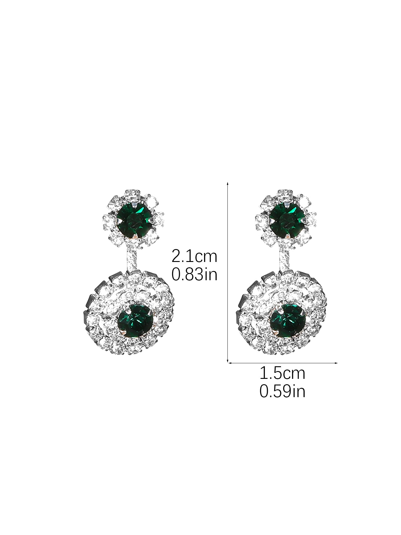 1 Pair Simple Style Shiny Round Copper Plating Inlay Rhinestones Silver Plated Drop Earrings