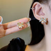 1 Pair Cute Sweet Heart Shape Bow Knot Imitation Pearl Alloy Copper Drop Earrings