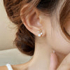 1 Pair Cute Sweet Heart Shape Bow Knot Imitation Pearl Alloy Copper Drop Earrings