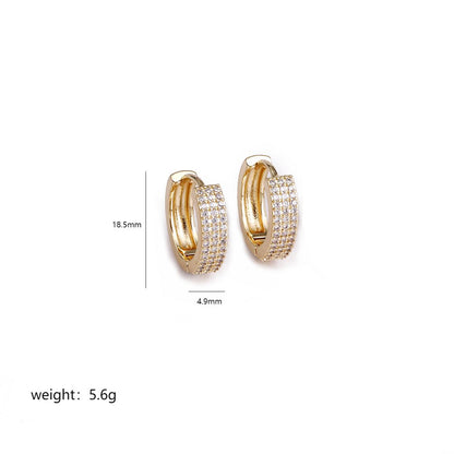 1 Pair Lady Commute Circle Plating Inlay Copper Zircon 18k Gold Plated Earrings