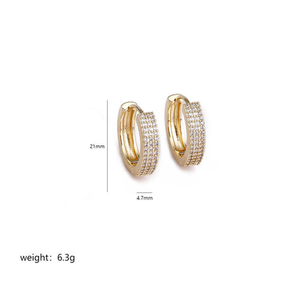 1 Pair Lady Commute Circle Plating Inlay Copper Zircon 18k Gold Plated Earrings