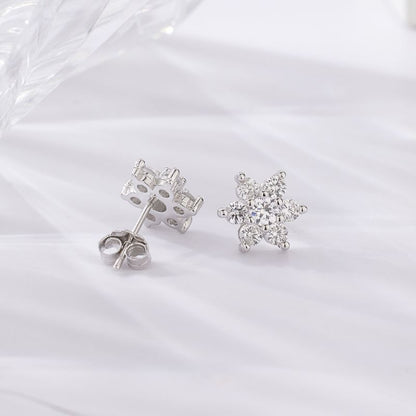 1 Pair Sweet Shiny Petal Plating Inlay Sterling Silver Zircon Silver Plated Ear Studs