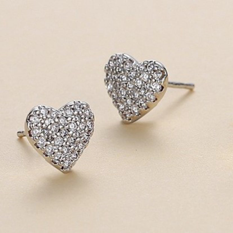 1 Pair Cute Sweet Heart Shape Plating Inlay Copper Zircon Ear Studs