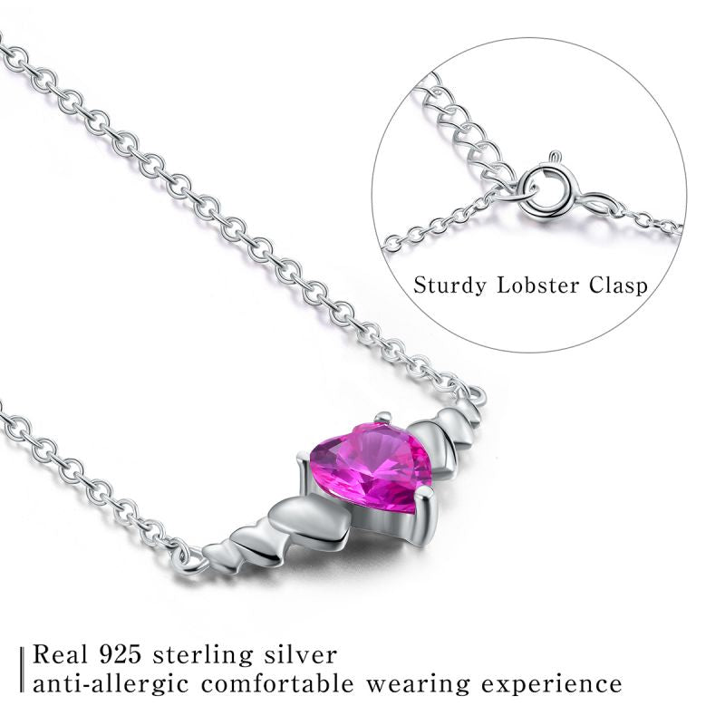 Elegant Heart Shape Sterling Silver Inlay Zircon Pendant Necklace