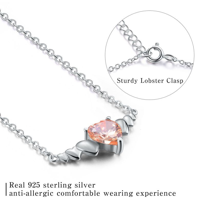 Elegant Heart Shape Sterling Silver Inlay Zircon Pendant Necklace