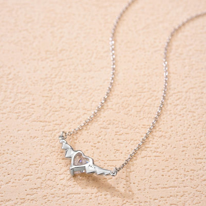 Elegant Heart Shape Sterling Silver Inlay Zircon Pendant Necklace