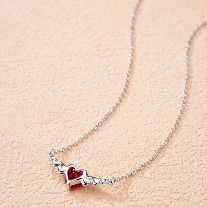 Elegant Heart Shape Sterling Silver Inlay Zircon Pendant Necklace