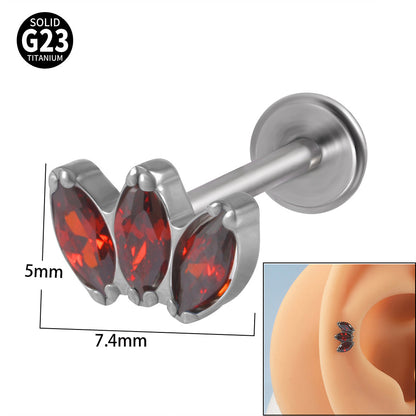 Simple Style Eye Titanium Inlay Opal Zircon Lip Stud