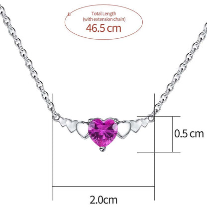 Elegant Heart Shape Sterling Silver Inlay Zircon Pendant Necklace