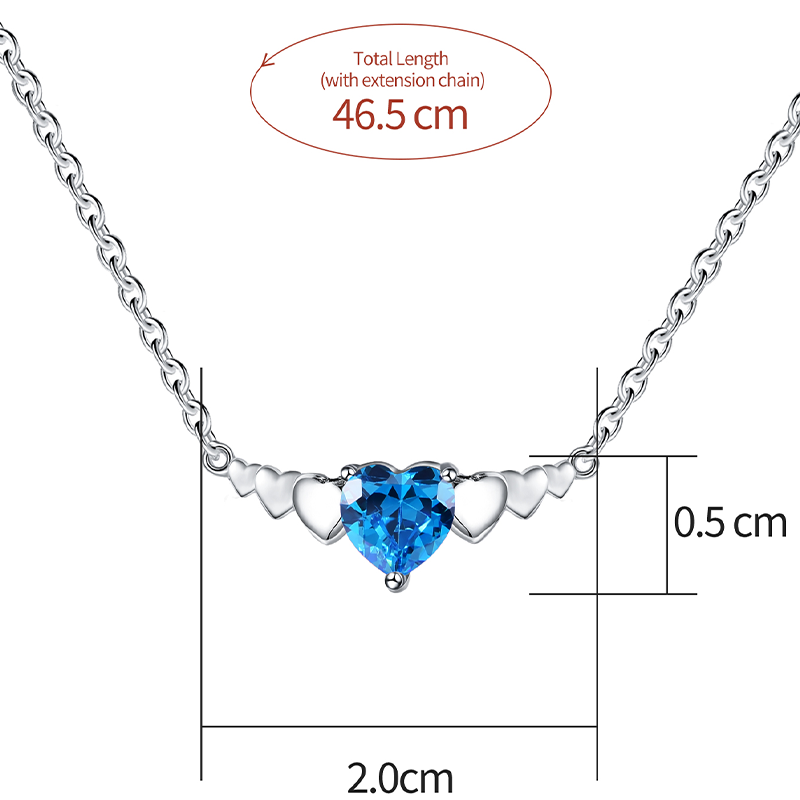 Elegant Heart Shape Sterling Silver Inlay Zircon Pendant Necklace