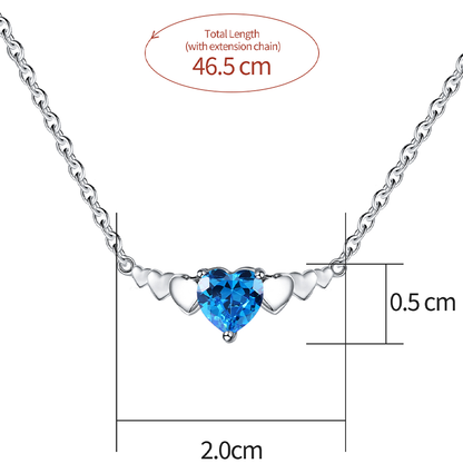 Elegant Heart Shape Sterling Silver Inlay Zircon Pendant Necklace