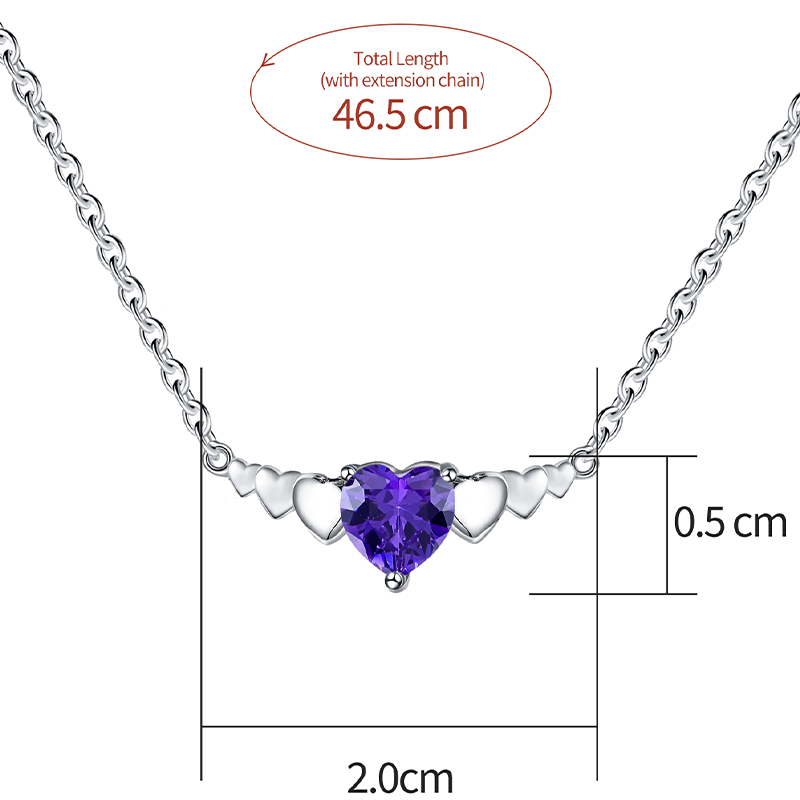 Elegant Heart Shape Sterling Silver Inlay Zircon Pendant Necklace