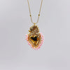 Vintage Style Heart Shape Copper Gold Plated Seed Bead Pendant Necklace In Bulk