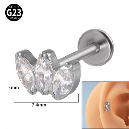 Simple Style Eye Titanium Inlay Opal Zircon Lip Stud