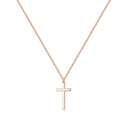 Simple Style Commute Cross Sterling Silver Plating 14k Gold Plated Rose Gold Plated Silver Plated Pendant Necklace