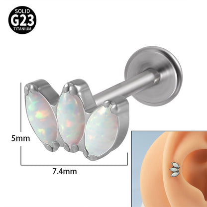 Simple Style Eye Titanium Inlay Opal Zircon Lip Stud