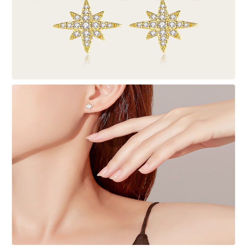 1 Pair Simple Style Constellation Star Plating Inlay Copper Zircon Gold Plated Ear Studs