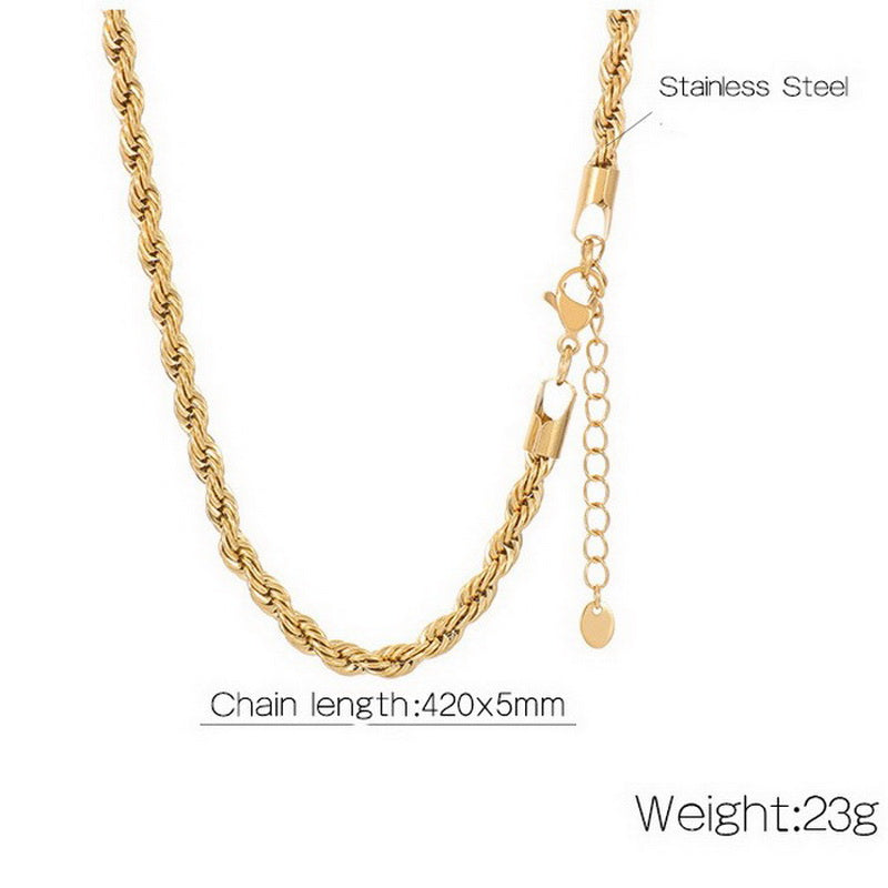 Casual Simple Style Solid Color Stainless Steel Titanium Steel Plating Gold Plated Necklace