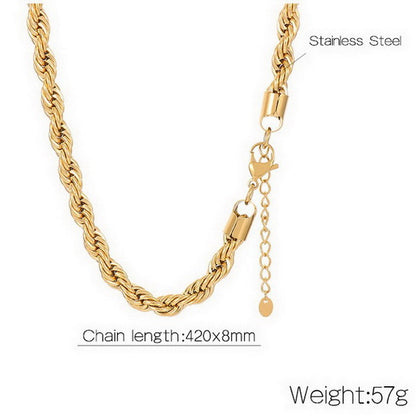 Casual Simple Style Solid Color Stainless Steel Titanium Steel Plating Gold Plated Necklace