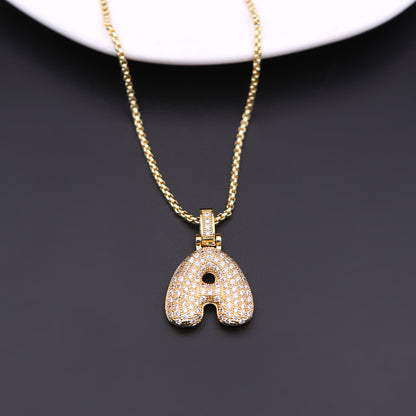 Simple Style Shiny Letter Copper 18k Gold Plated Zircon Pendant Necklace In Bulk