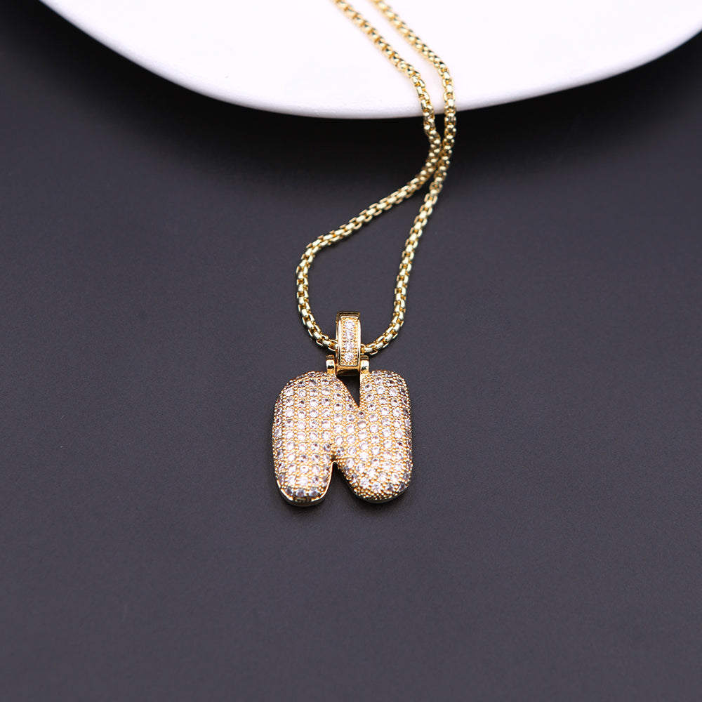 Simple Style Shiny Letter Copper 18k Gold Plated Zircon Pendant Necklace In Bulk