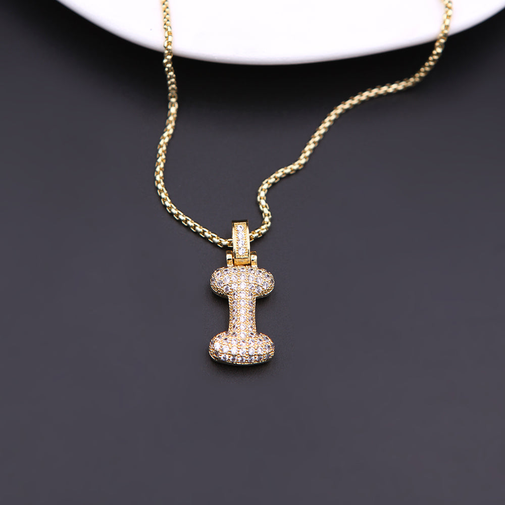 Simple Style Shiny Letter Copper 18k Gold Plated Zircon Pendant Necklace In Bulk