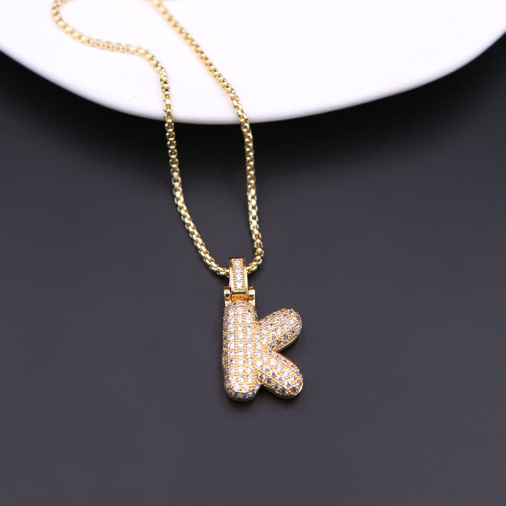 Simple Style Shiny Letter Copper 18k Gold Plated Zircon Pendant Necklace In Bulk