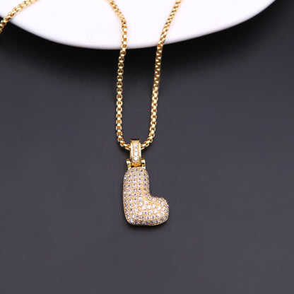 Simple Style Shiny Letter Copper 18k Gold Plated Zircon Pendant Necklace In Bulk