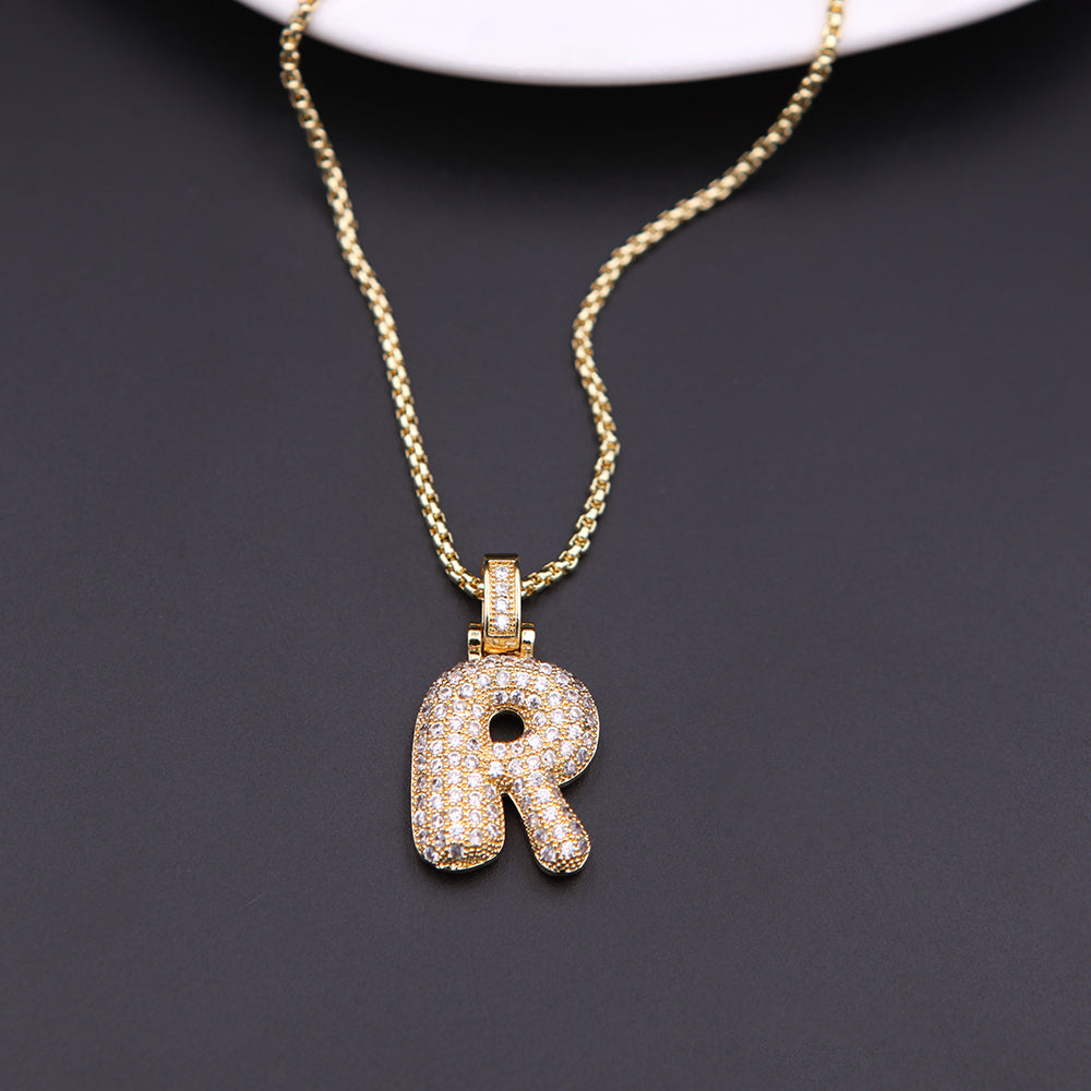 Simple Style Shiny Letter Copper 18k Gold Plated Zircon Pendant Necklace In Bulk