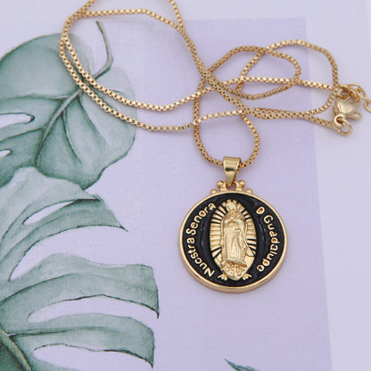 Simple Style Human Virgin Mary Copper 18k Gold Plated Pendant Necklace In Bulk