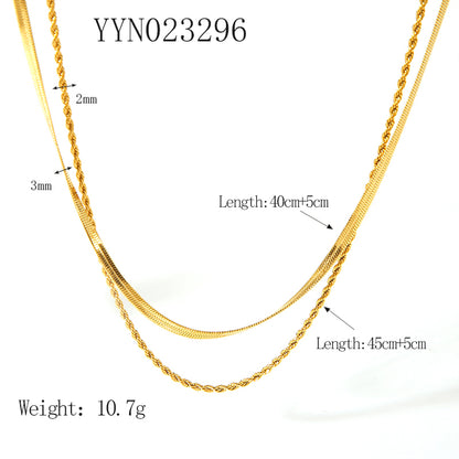 Simple Style Twist Stainless Steel Polishing Plating 18k Gold Plated Layered Necklaces