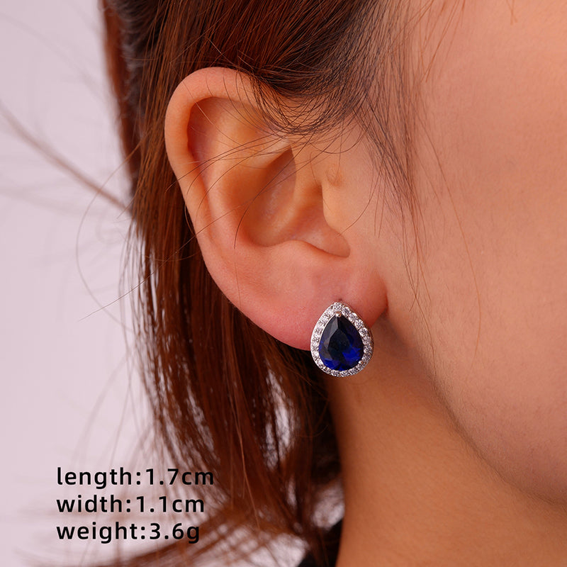 1 Pair Glam Simple Style Color Block Inlay Copper Zircon Ear Studs