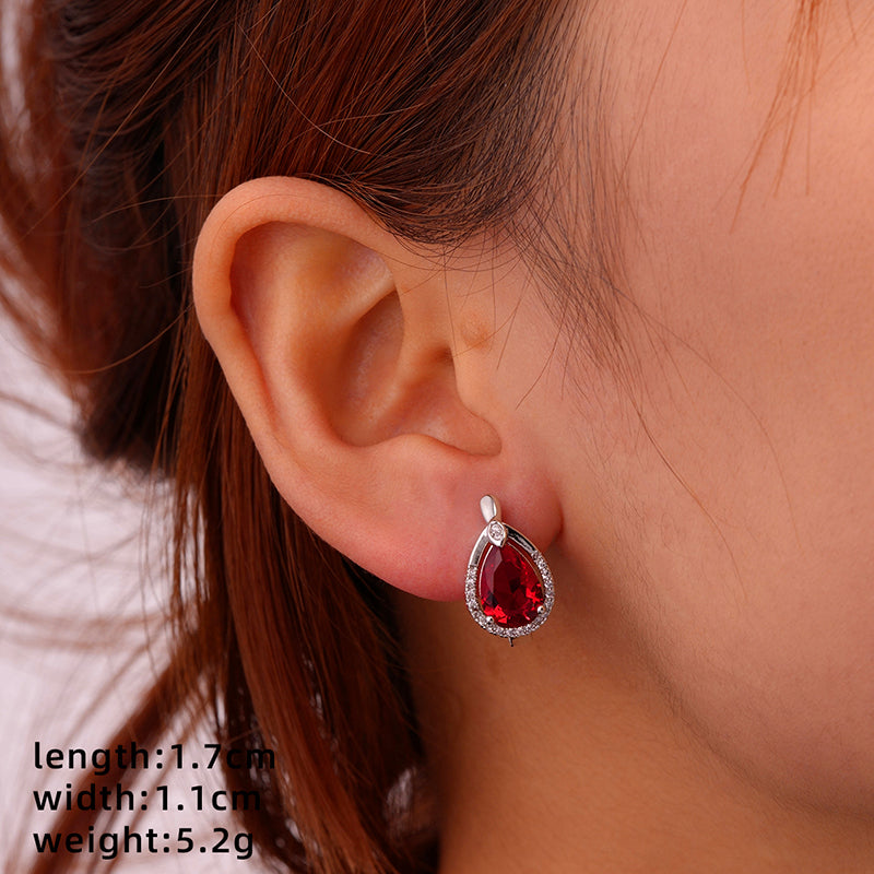 1 Pair Glam Simple Style Color Block Inlay Copper Zircon Ear Studs