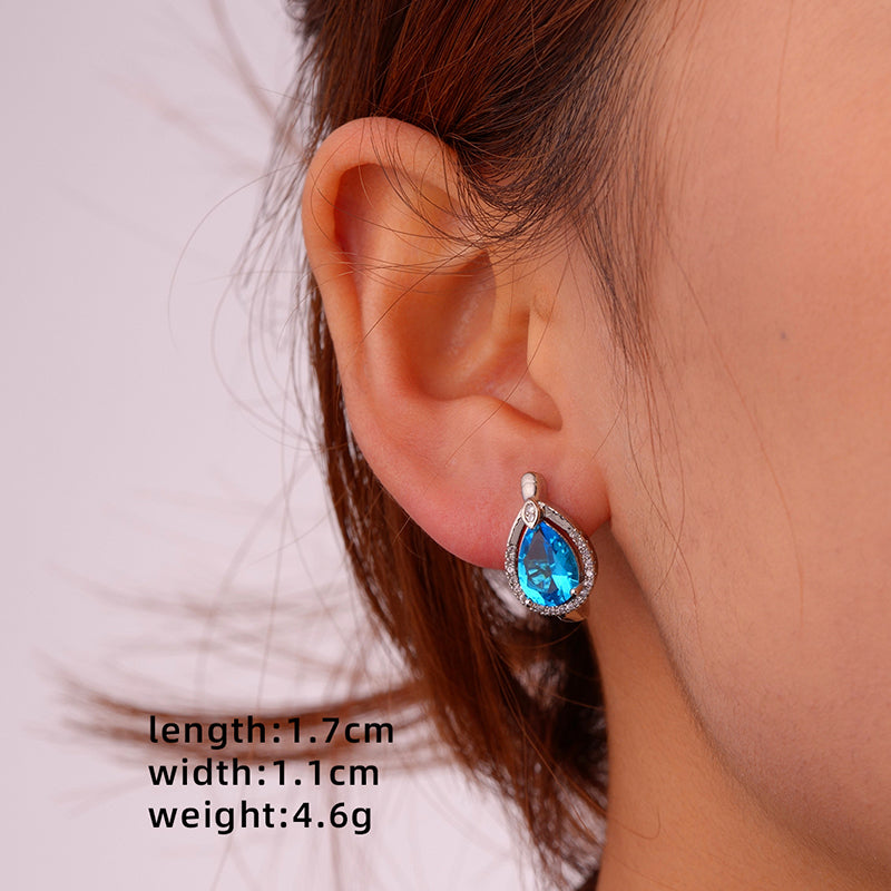 1 Pair Glam Simple Style Color Block Inlay Copper Zircon Ear Studs