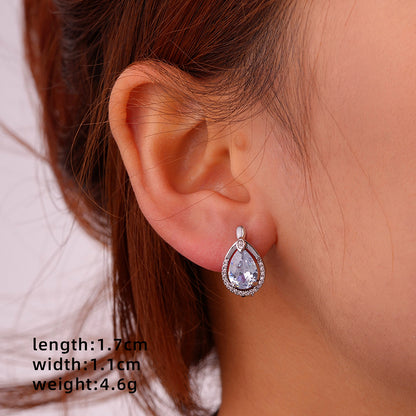 1 Pair Glam Simple Style Color Block Inlay Copper Zircon Ear Studs