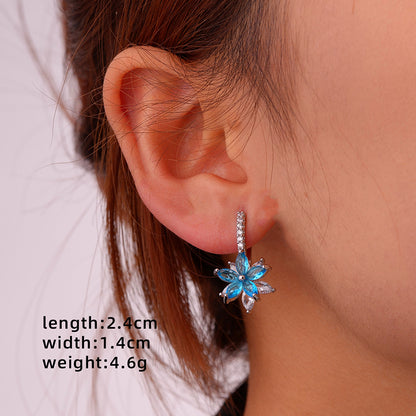 1 Pair Glam Simple Style Color Block Inlay Copper Zircon Ear Studs