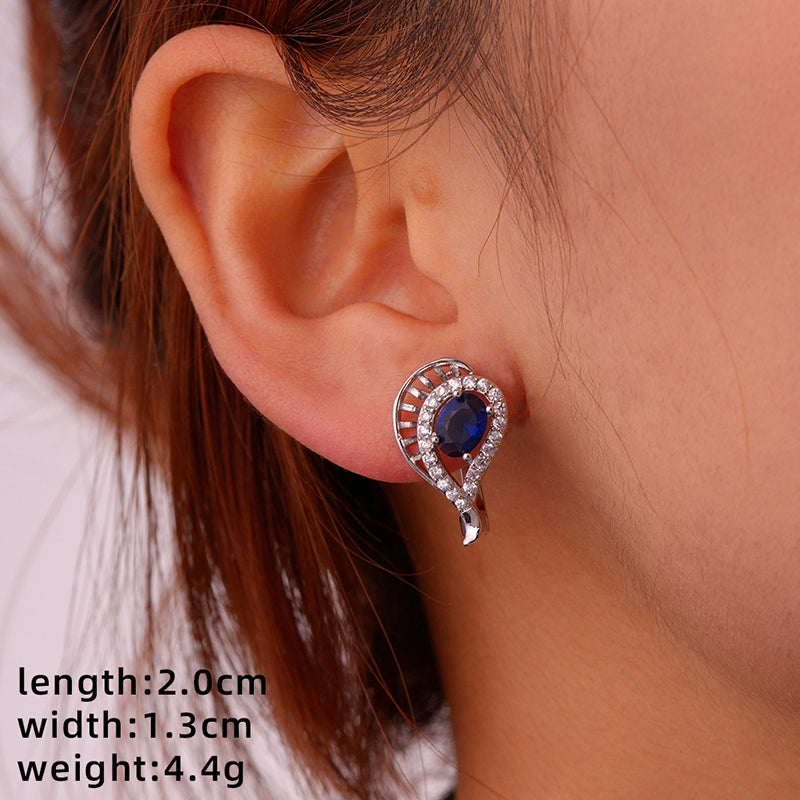 1 Pair Glam Simple Style Color Block Inlay Copper Zircon Ear Studs