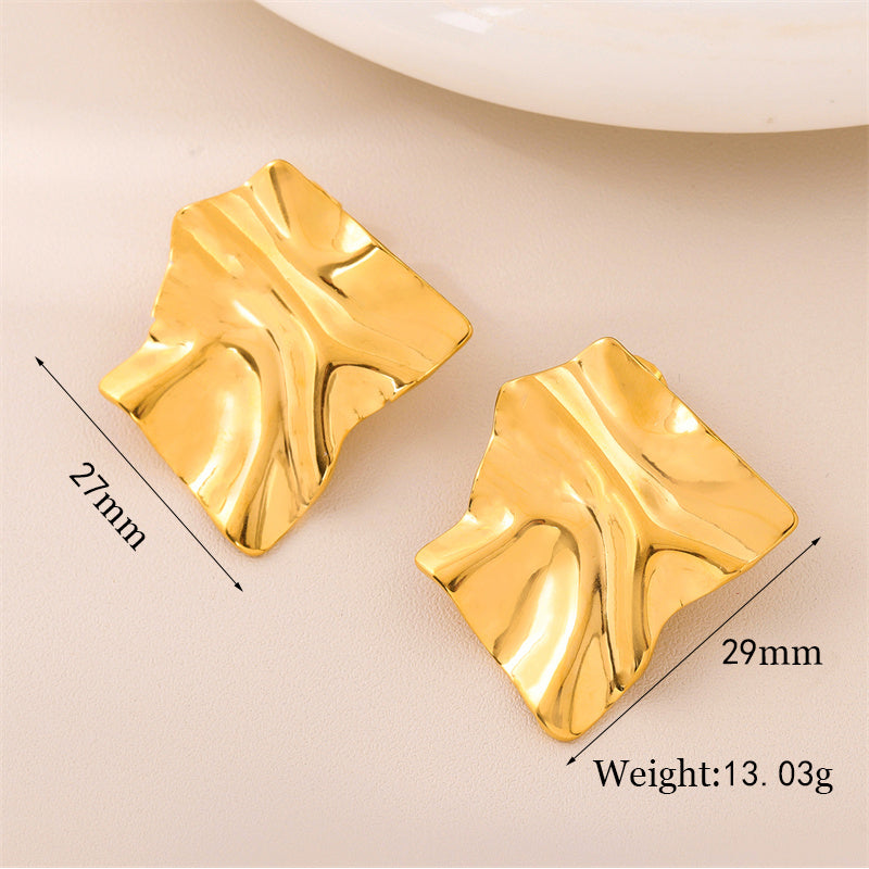 1 Pair Retro Simple Style Irregular Square Plating Stainless Steel 18k Gold Plated Ear Studs