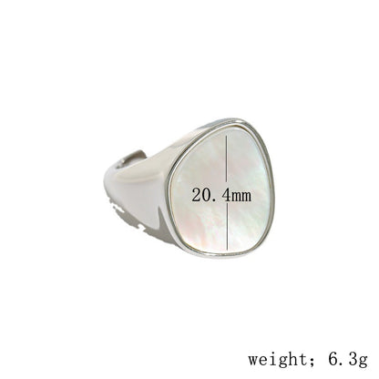 Simple Style Commute Color Block Sterling Silver Plating Inlay Shell Silver Plated Rings