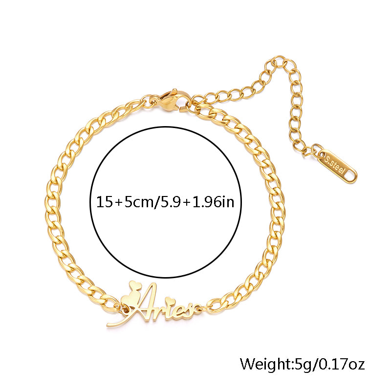 Elegant French Style Number Constellation Stainless Steel Titanium Alloy Bracelets