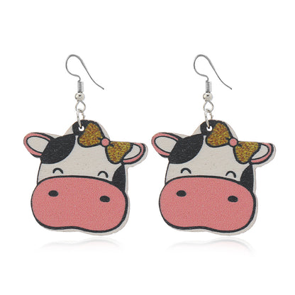 1 Pair Cute Hip-hop Cows Elephant Boots Painted Wood No Inlaid Ear Hook