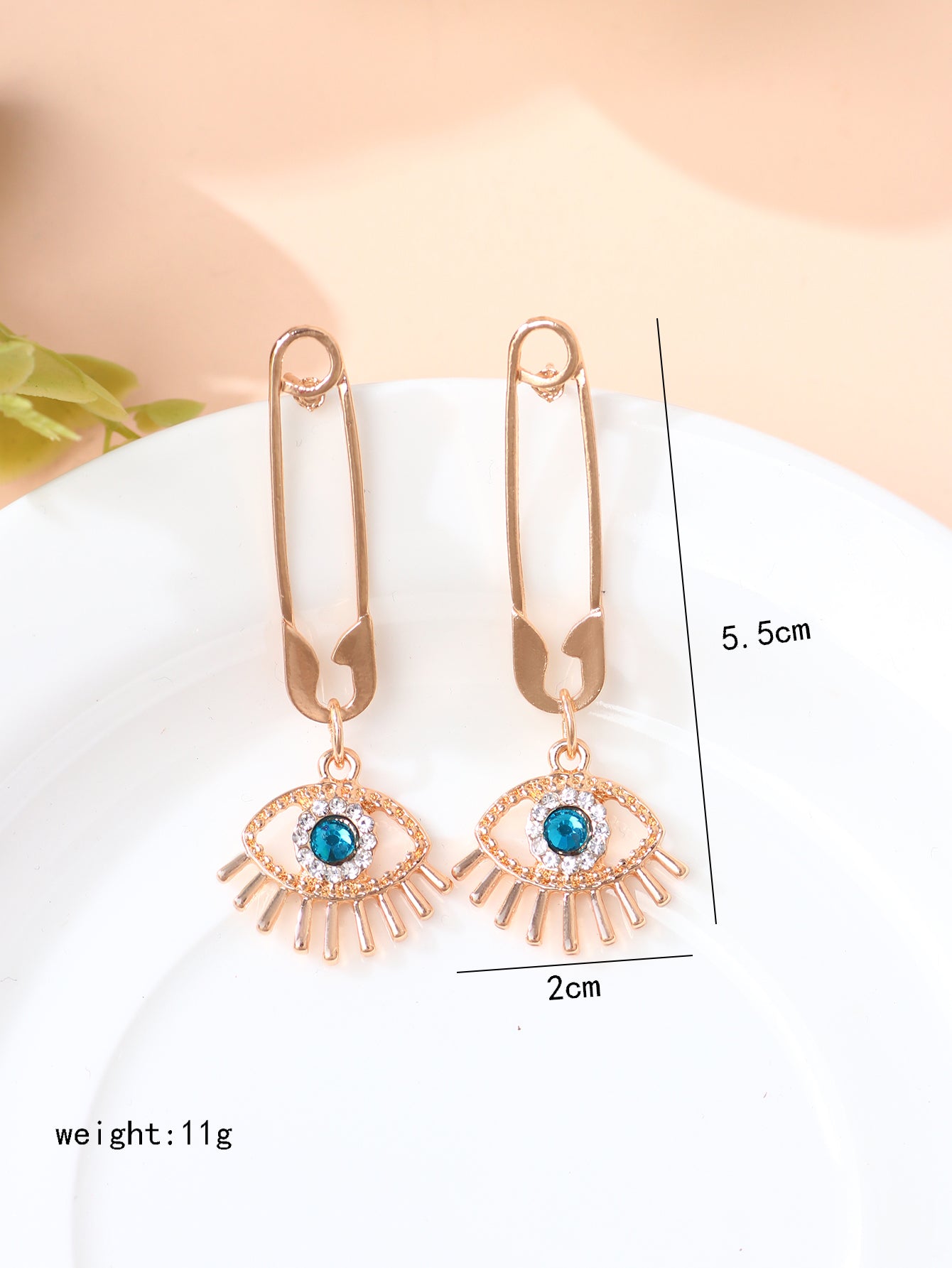 1 Pair Fashion Devil's Eye Alloy Inlay Zircon Gold Plated Women's Drop Earrings